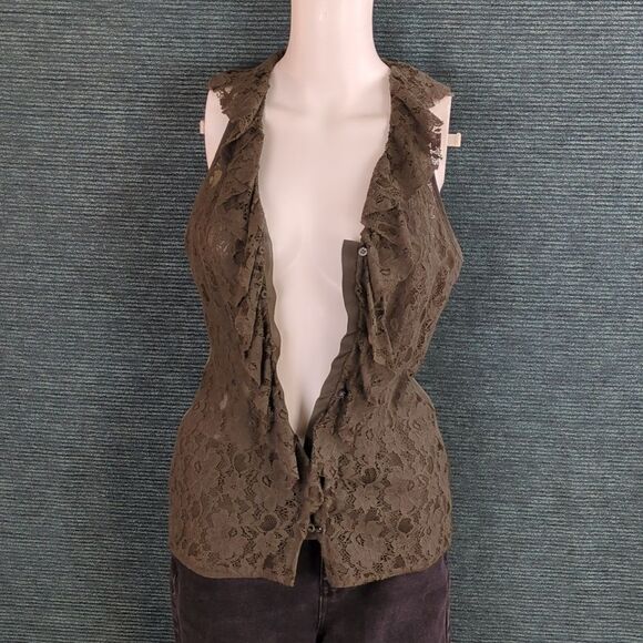 Banana Republic Lace Vest-Top Olive Green - Picture 9 of 11